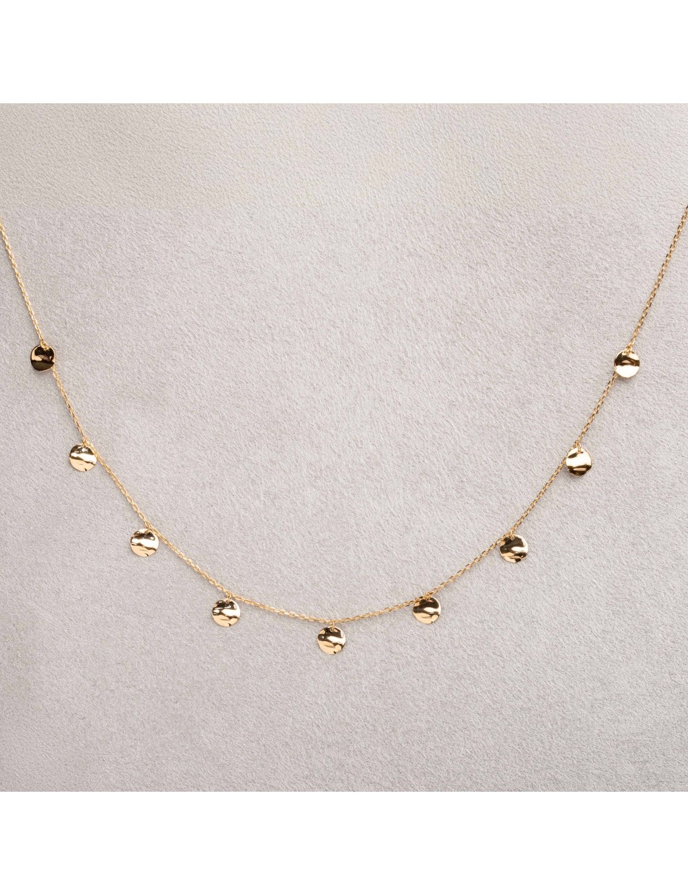Collier petites breloques rondes froissées - Or Jaune ou Or Blanc 375 millièmes (9 Carats)