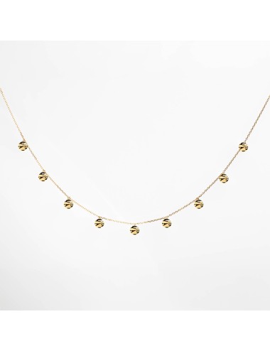 Collier petites breloques rondes froissées - Or Jaune ou Or Blanc 375 millièmes (9 Carats)