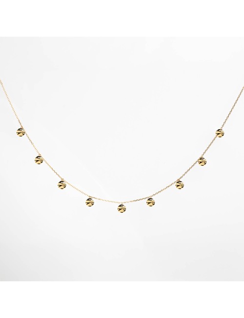 Collier petites breloques rondes froissées - Or Jaune ou Or Blanc 375 millièmes (9 Carats)