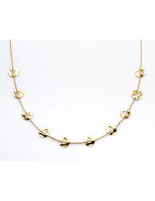 Collier de ronds froissés et ajourés - Or Jaune ou Or Blanc 375 millièmes (9 Carats)