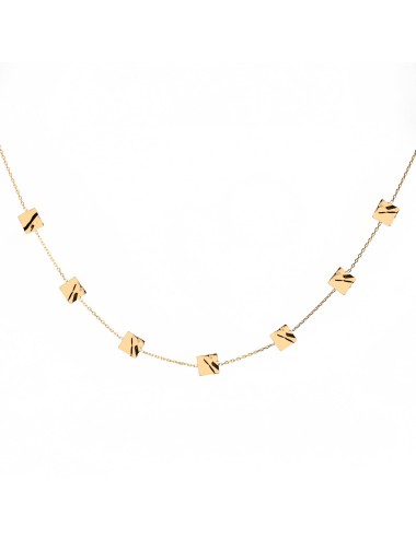 Collier de carrés lumineux froissés - Or Jaune ou Or Blanc 375 millièmes (9 Carats)