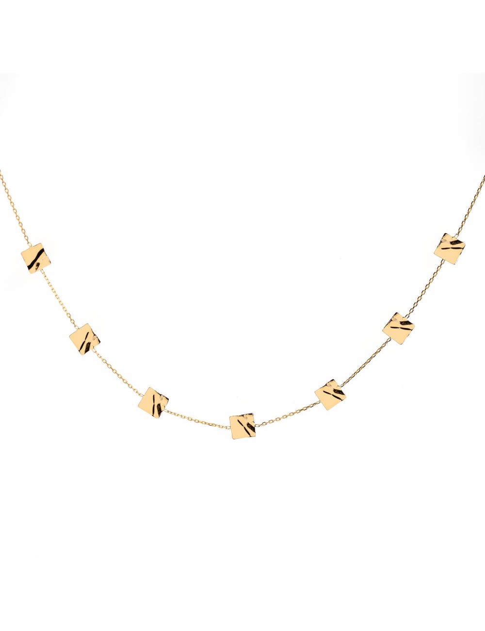 Collier de carrés lumineux froissés - Or Jaune ou Or Blanc 375 millièmes (9 Carats)