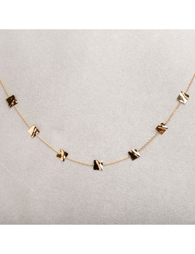 Collier de carrés lumineux froissés - Or Jaune ou Or Blanc 375 millièmes (9 Carats)