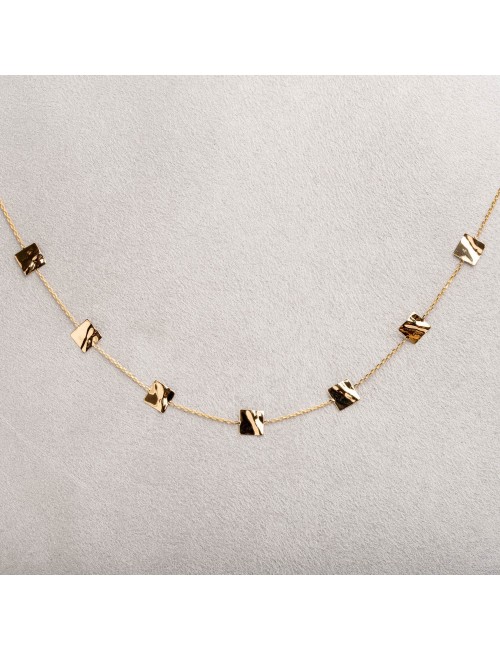 Collier de carrés lumineux froissés - Or Jaune ou Or Blanc 375 millièmes (9 Carats)