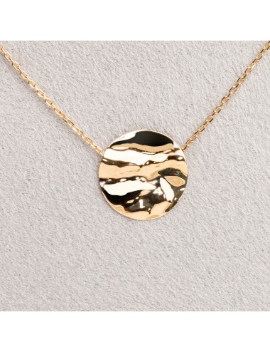 Collier l'unique grand rond froissé - Or Jaune ou Or Blanc 375 millièmes (9 Carats)