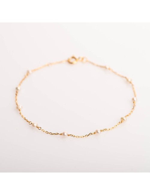 Bracelet murmure de petites perles d'eau douce - Or Jaune ou Or Blanc 375 millièmes (9 Carats)