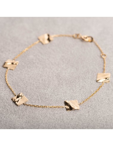 Bracelet carrés froissés d’or lumineux - Or Jaune, Blanc ou Bicolore 375 millièmes (9 Carats)