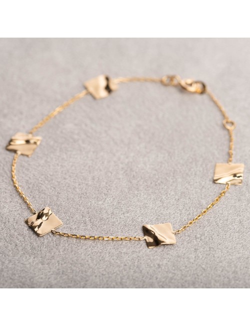 Bracelet carrés froissés d’or lumineux - Or Jaune, Blanc ou Bicolore 375 millièmes (9 Carats)