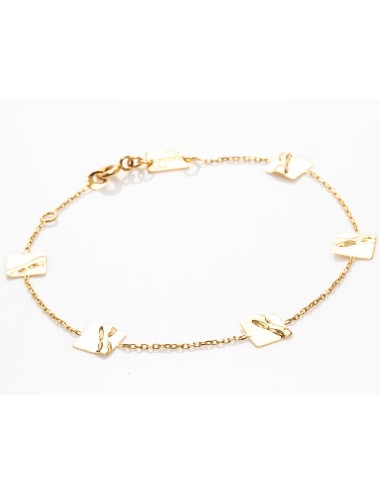 Bracelet carrés froissés d’or lumineux - Or Jaune, Blanc ou Bicolore 375 millièmes (9 Carats)