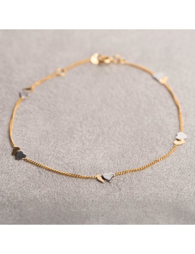Bracelet duo de coeurs - Or Bicolore 375 millièmes (9 carats)