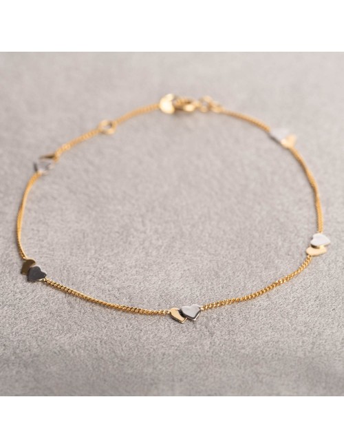 Bracelet duo de coeurs - Or Bicolore 375 millièmes (9 carats)