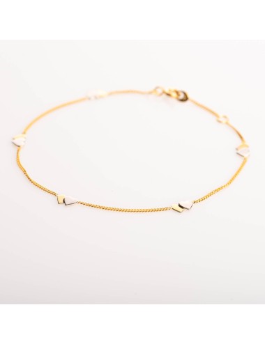 Bracelet duo de coeurs - Or Bicolore 375 millièmes (9 carats)