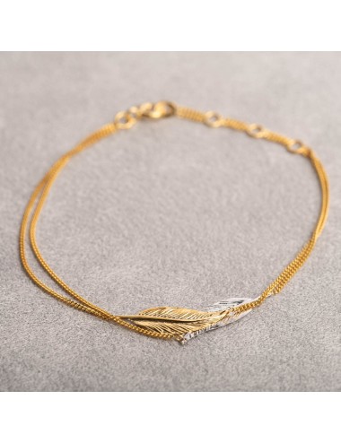 Bracelet double plumes - Or Jaune et Blanc 375 millièmes (9 carats)