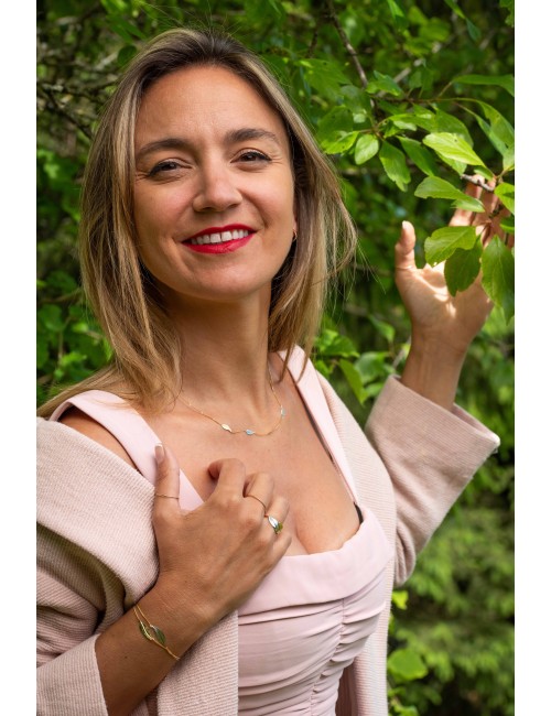 Bracelet double plumes - Or Jaune et Blanc 375 millièmes (9 carats)