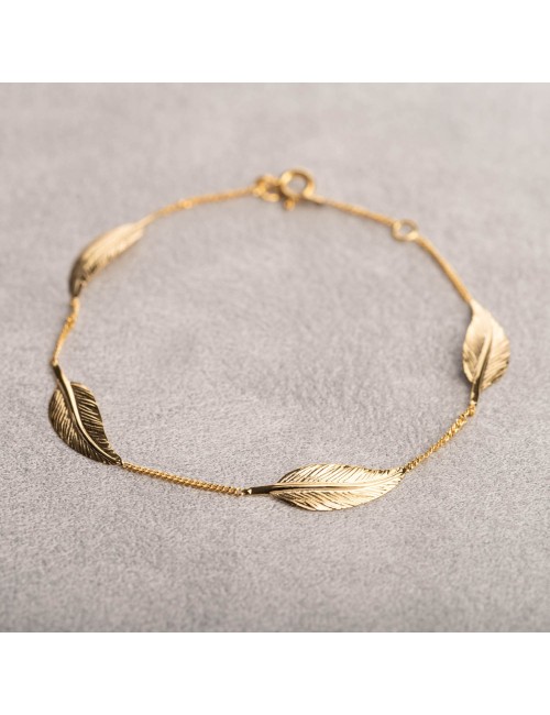Bracelet danse des quatre plumes - Or Jaune ou Or Blanc 375 millièmes (9 Carats)