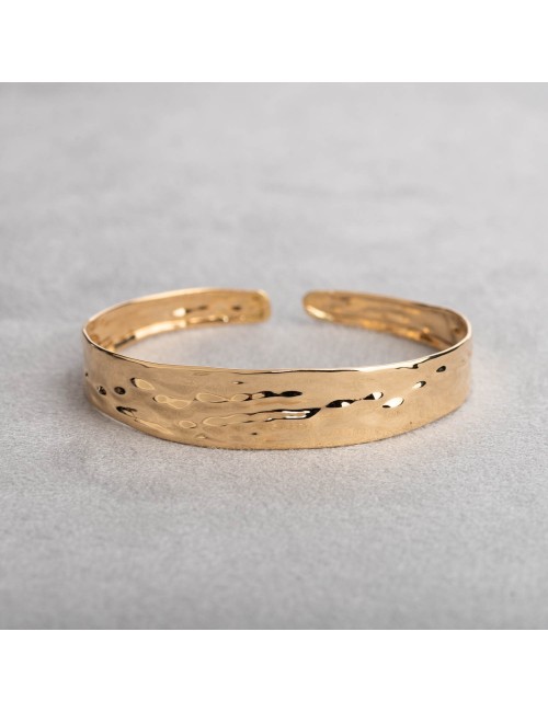 Bracelet flux solaire en jonc froissé - Or Jaune ou Or Blanc 375 millièmes (9 Carats)