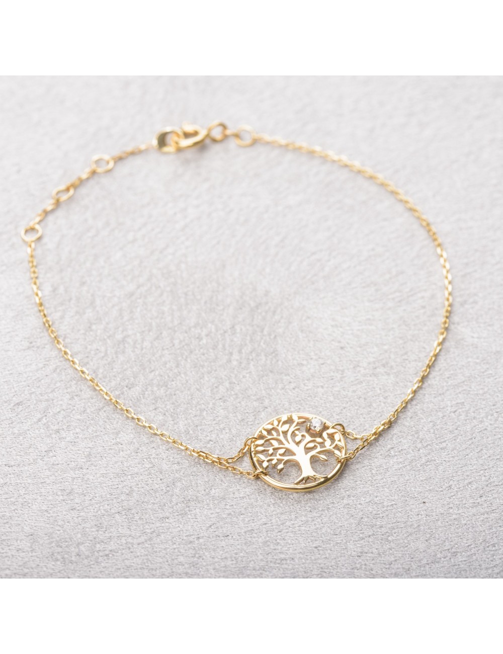 Bracelet l'arbre de vie d'Or et son diamant éthique - Or Jaune ou Or Blanc 375 millièmes (9 Carats)