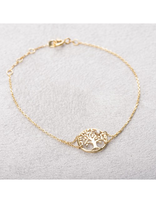 Bracelet l'arbre de vie d'Or et son diamant éthique - Or Jaune ou Or Blanc 375 millièmes (9 Carats)