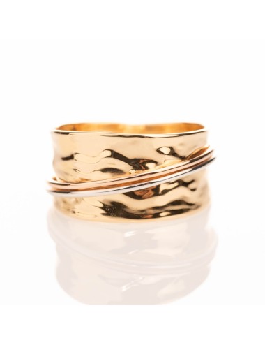 Bague Froissée grand modèle – Trio d’Or 750 millièmes (18 Carats)