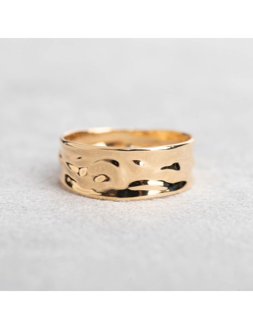 Petite bague d'or froissé - Or Jaune 750 millièmes (18 carats)