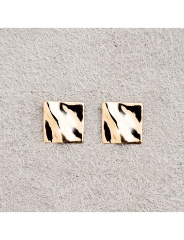 Boucles d'oreilles petit carré d'or froissé - Or Jaune 750 millièmes (18 Carats)