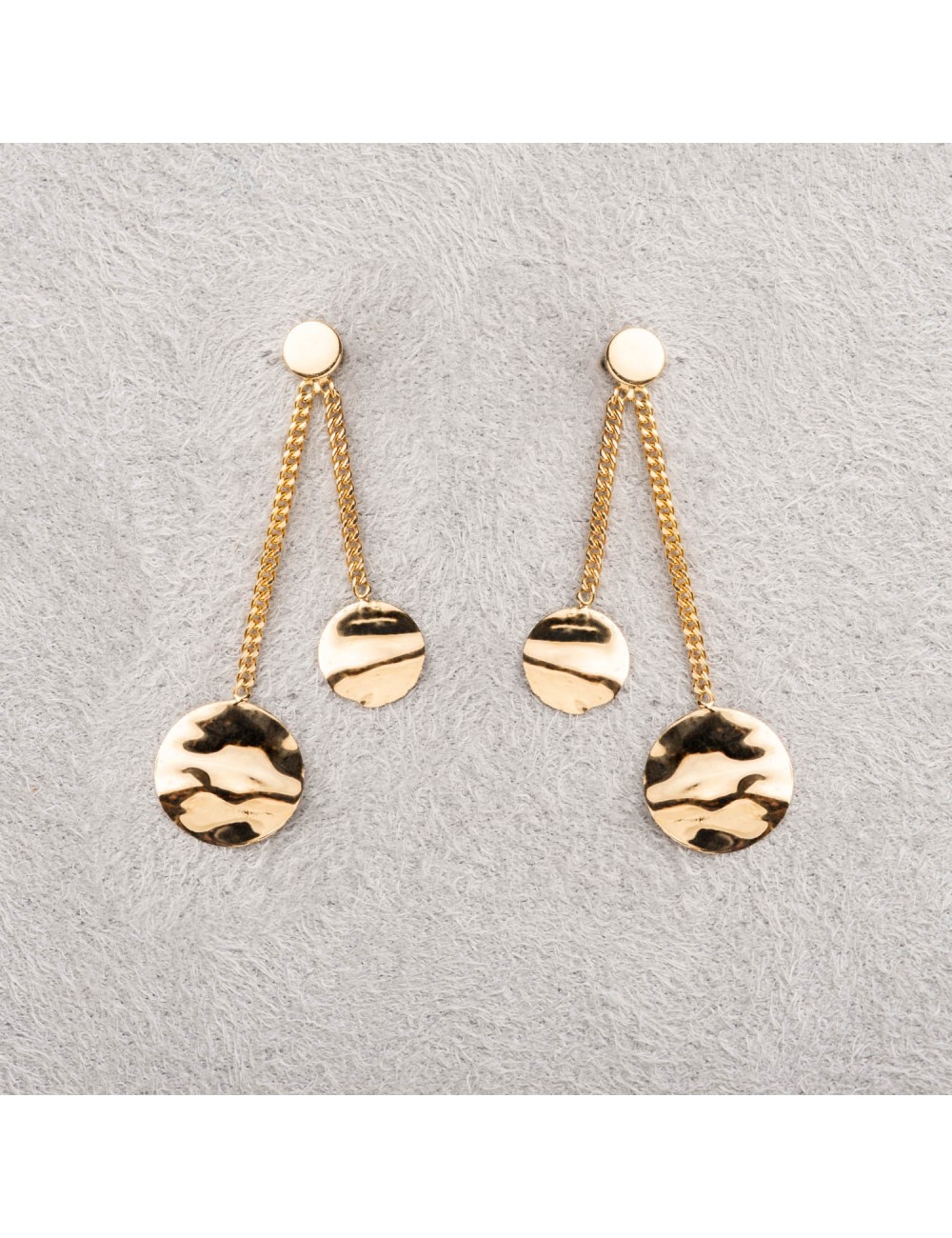 Boucles d'oreilles double ronds dégradés pendants - Or Jaune 750 millièmes (18 Carats)