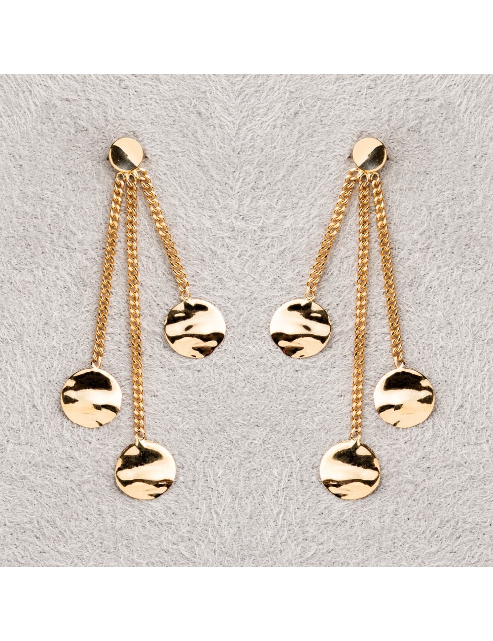 Boucles d'oreilles trio de ronds froissés dégradés - Or Jaune 750 millièmes (18 Carats)