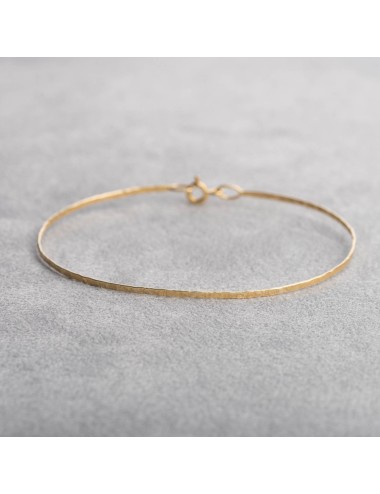 Bracelet ovale grunge rigide - Or Jaune 18 carats