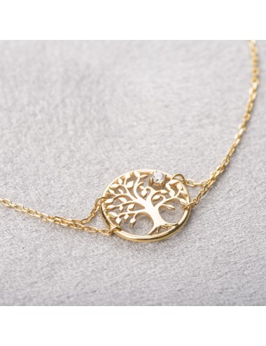 Bracelet l'arbre de vie d'Or et son diamant de 0,03 carats - Or Jaune 18 Carats