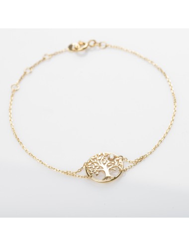 Bracelet l'arbre de vie d'Or et son diamant de 0,03 carats - Or Jaune 18 Carats