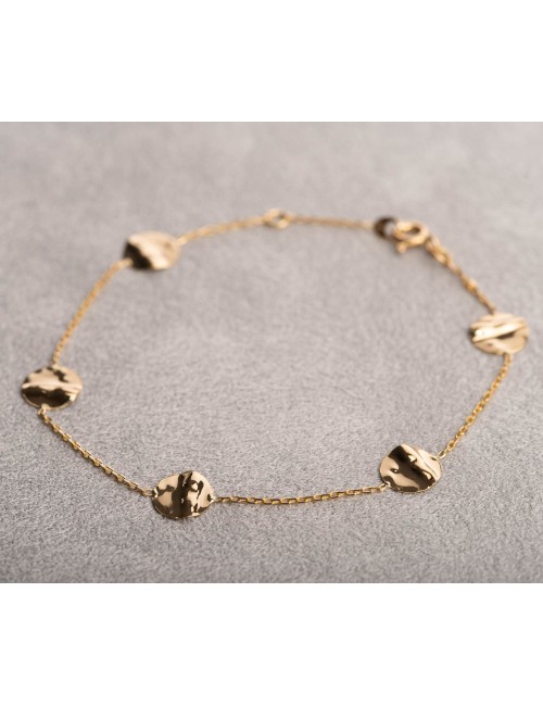 Bracelet cinq éclats de lumière froissée - Or Jaune 18 Carats