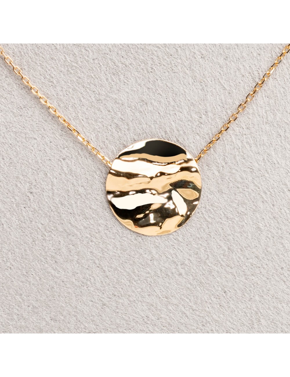 Collier l'unique grand rond froissé - Or Jaune 18 Carats