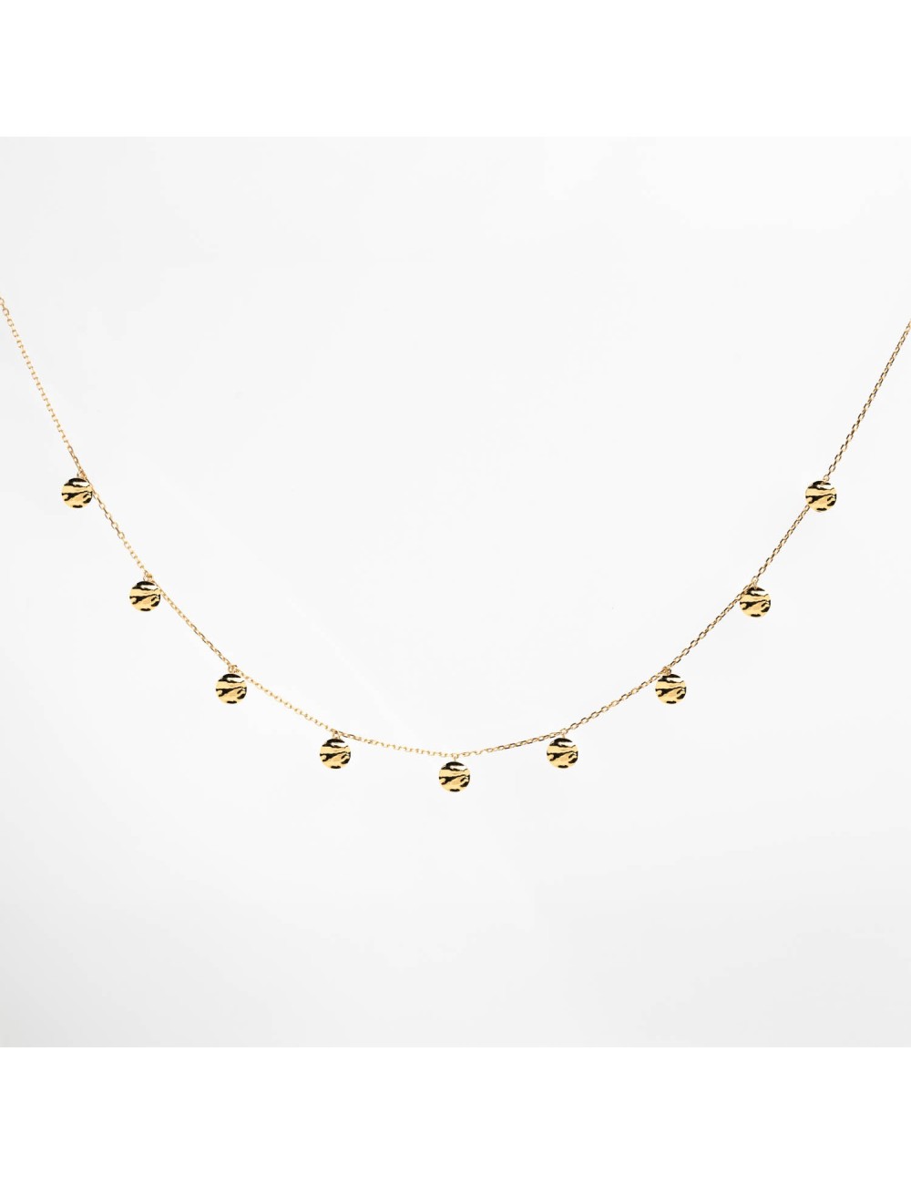 Collier petites breloques rondes froissées - Or Jaune 18 Carats