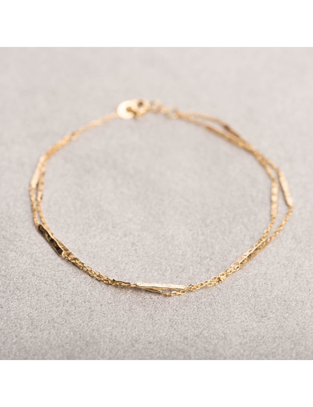 Bracelet double rang d'or grungé - Or Jaune ou blanc 375 millièmes (9 carats)