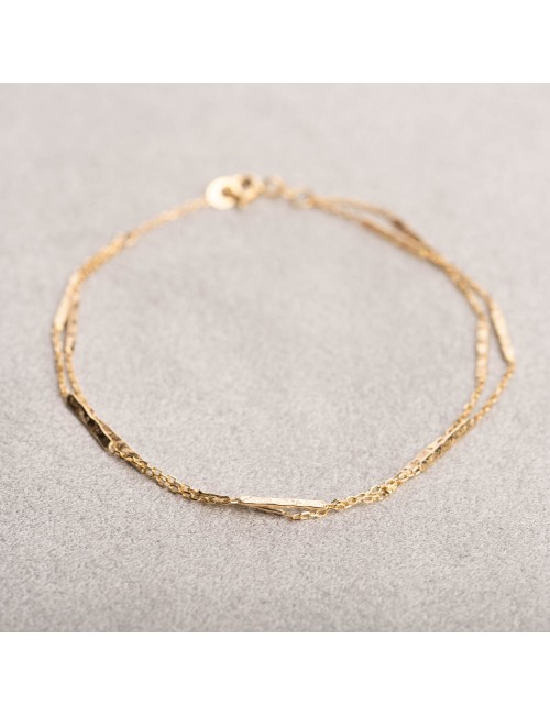 Bracelet double rang d'or grungé - Or Jaune ou blanc 375 millièmes (9 carats)