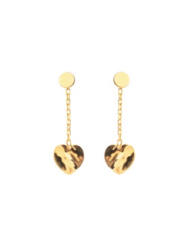 Boucle d'oreille cœur d'Or suspendu - Or Jaune ou Or Blanc 375 millièmes (9 Carats)