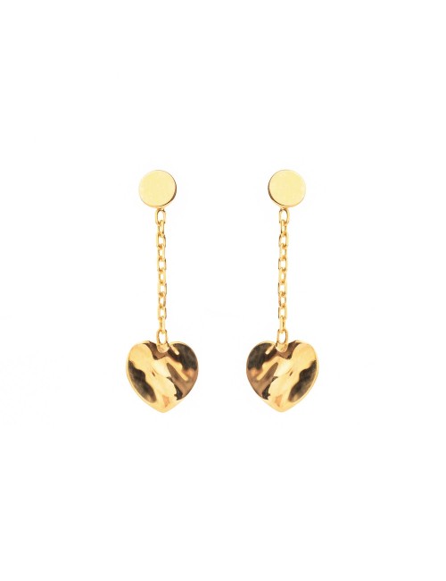 Boucle d'oreille cœur d'Or suspendu - Or Jaune ou Or Blanc 375 millièmes (9 Carats)