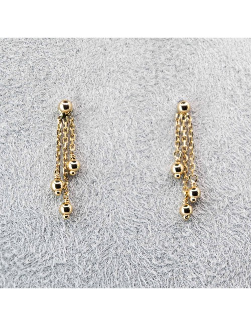 Boucles d'oreilles trio de boules d'Or dégradées - Or jaune 750 millièmes (18 carats)