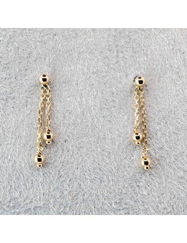 Boucles d'oreilles ornées de 2 boules en Or - Or Jaune 750 millièmes (18 carats)