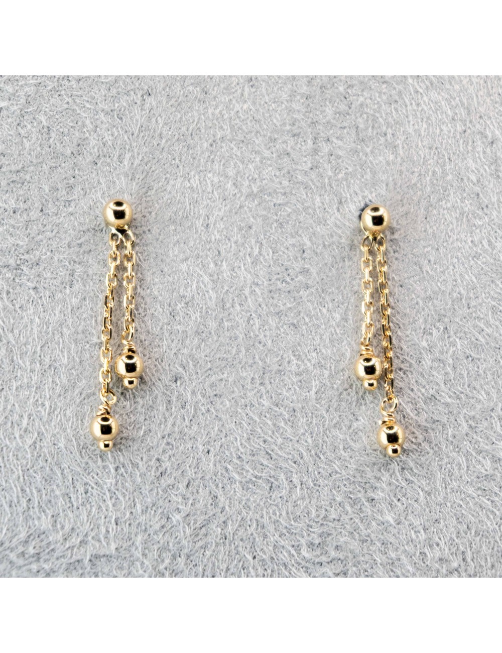 Boucles d'oreilles ornées de 2 boules en Or - Or Jaune 750 millièmes (18 carats)