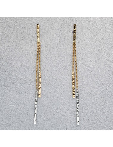 Boucles d'oreilles grunges tricolores - Or Jaune, Blanc et Rose 750 millièmes (18 carats)