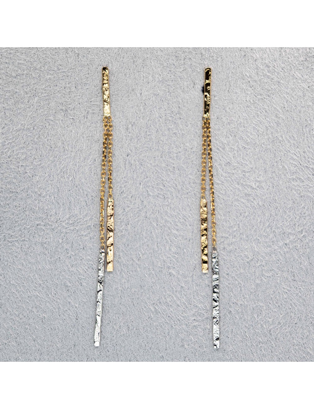 Boucles d'oreilles grunges tricolores - Or Jaune, Blanc et Rose 750 millièmes (18 carats)