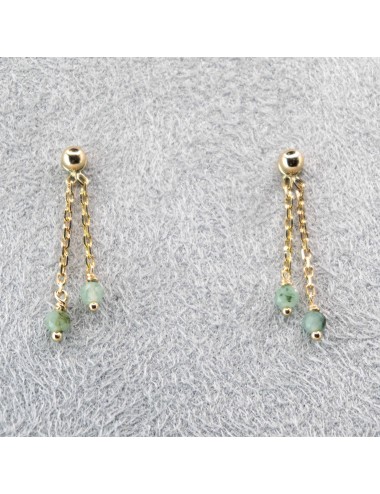 Boucles d'oreilles double émeraude - Or Jaune 750 millièmes (18 carats)