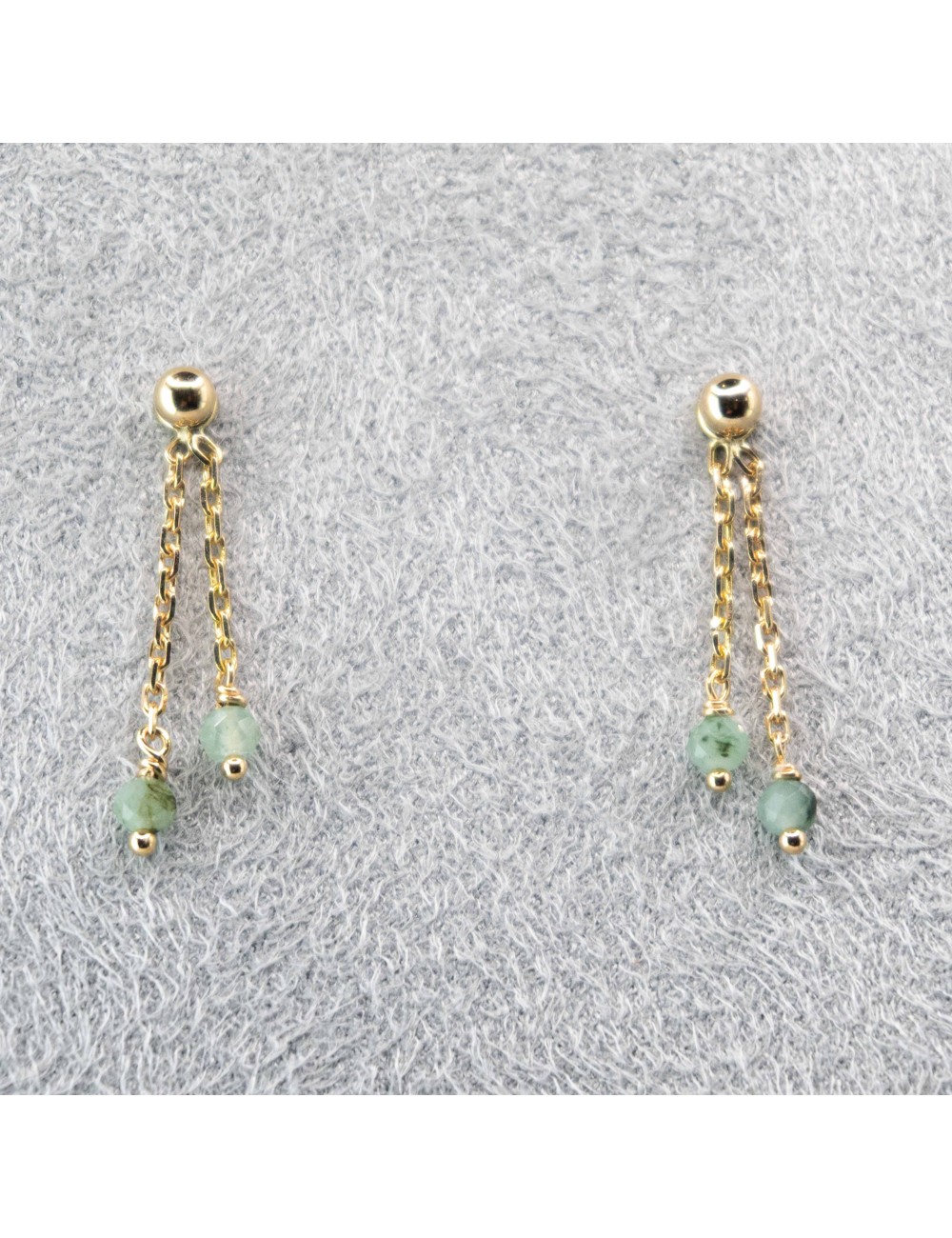 Boucles d'oreilles double émeraude - Or Jaune 750 millièmes (18 carats)