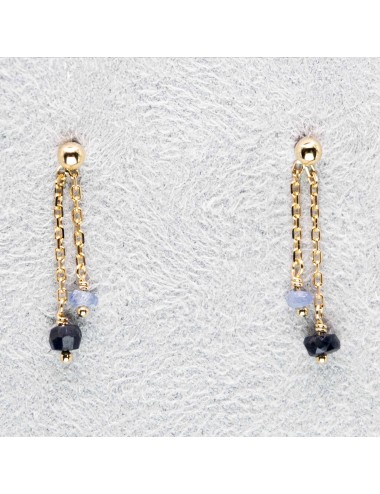 Boucles d'oreilles double saphir - Or Jaune 750 millièmes (18 carats)