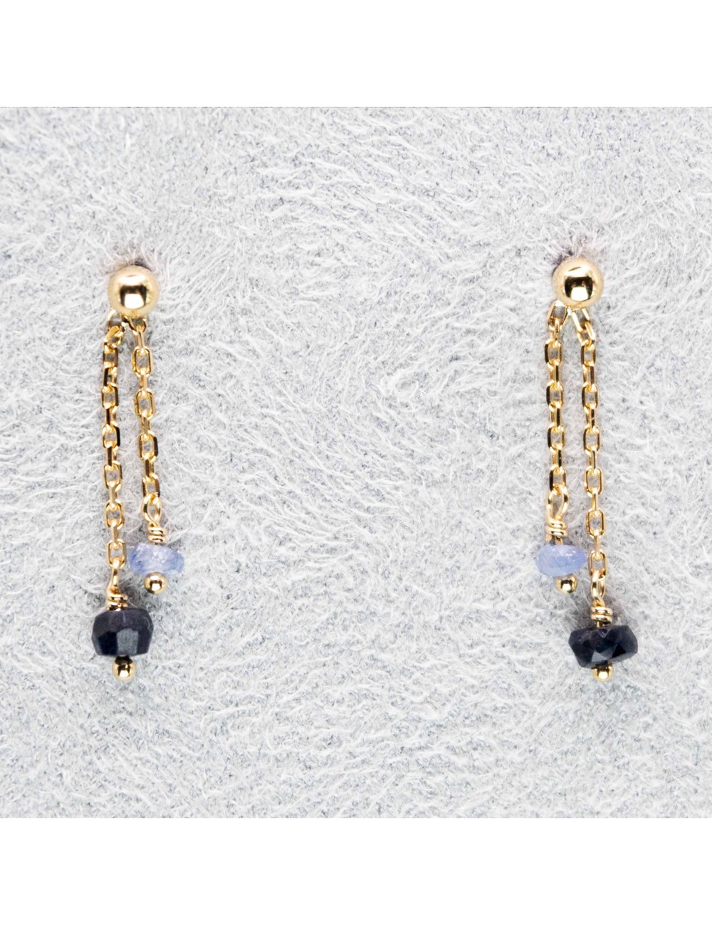 Boucles d'oreilles double saphir - Or Jaune 750 millièmes (18 carats)