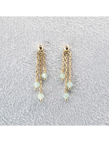Boucles d'oreilles triple émeraudes - Or Jaune 750 millièmes (18 carats)