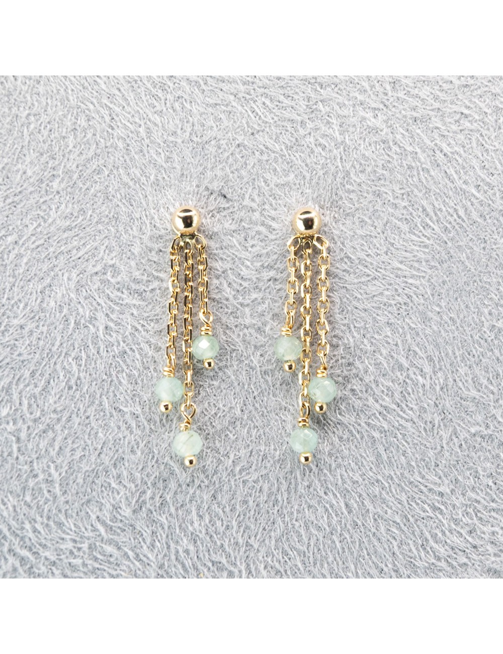 Boucles d'oreilles triple émeraudes - Or Jaune 750 millièmes (18 carats)