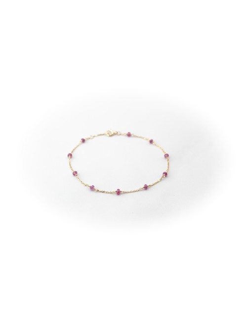 Bracelet orné de 10 rubis - Or Jaune 750 millièmes (18 carats)
