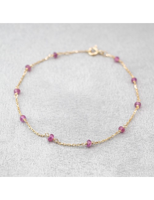 Bracelet orné de 10 rubis - Or Jaune 750 millièmes (18 carats)